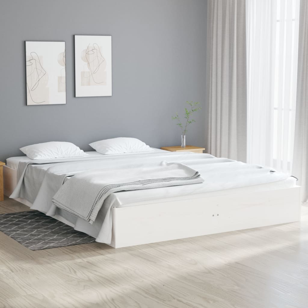 vidaXL Estructura de cama doble pequeña madera maciza blanca 120x190cm