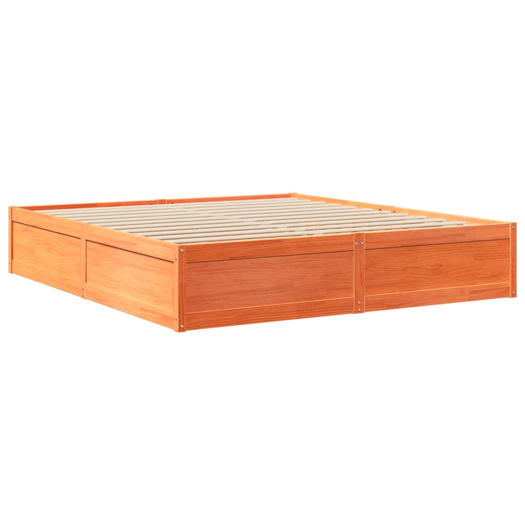 vidaXL Cama sin colchón madera maciza de pino marrón cera 180x200 cm