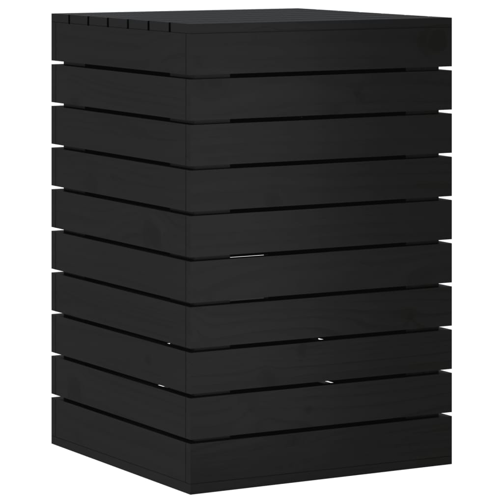 vidaXL Cesto para la ropa sucia madera maciza pino negro 44x44x66 cm