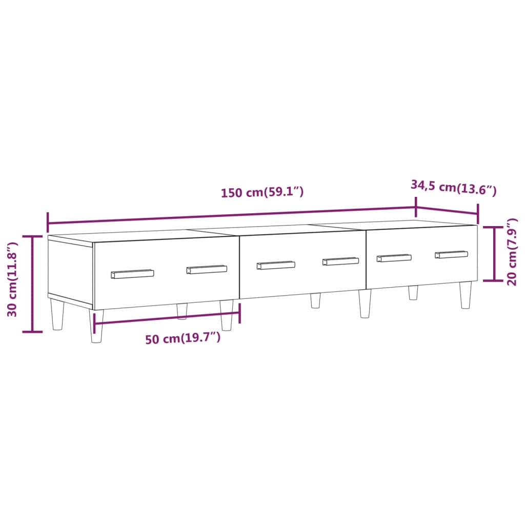 vidaXL Mueble de TV madera contrachapada roble ahumado 150x34,5x30 cm