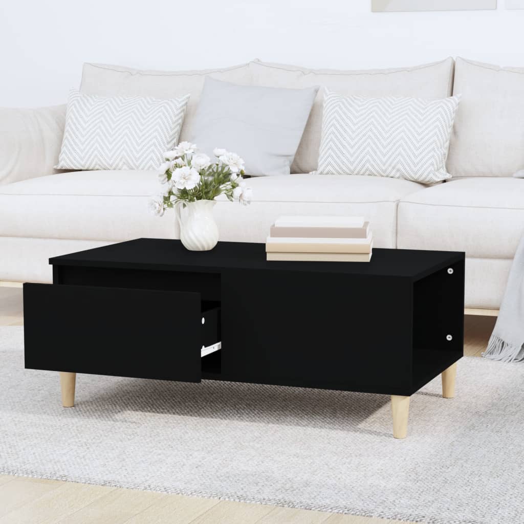 vidaXL Mesa de centro madera contrachapada negro 90x50x36,5 cm