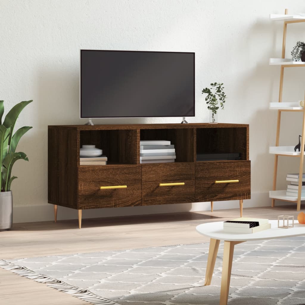 vidaXL Mueble de TV madera de ingeniería marrón roble 102x36x50 cm