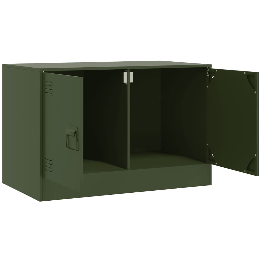 vidaXL Mueble para TV de acero verde oliva 67x39x44 cm