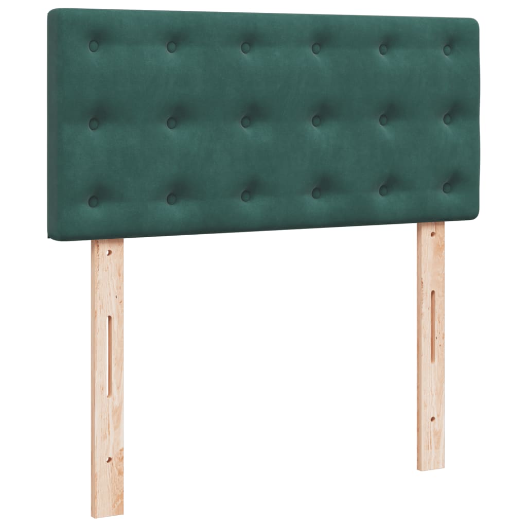 vidaXL Cama box spring con colchón terciopelo verde oscuro 100x200 cm