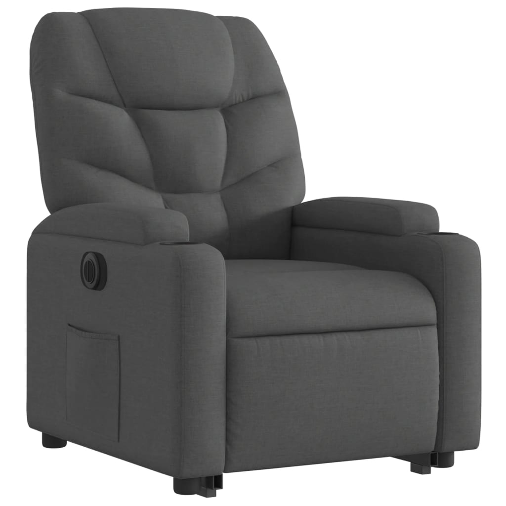 vidaXL Sillón eléctrico reclinable elevable de tela gris oscuro