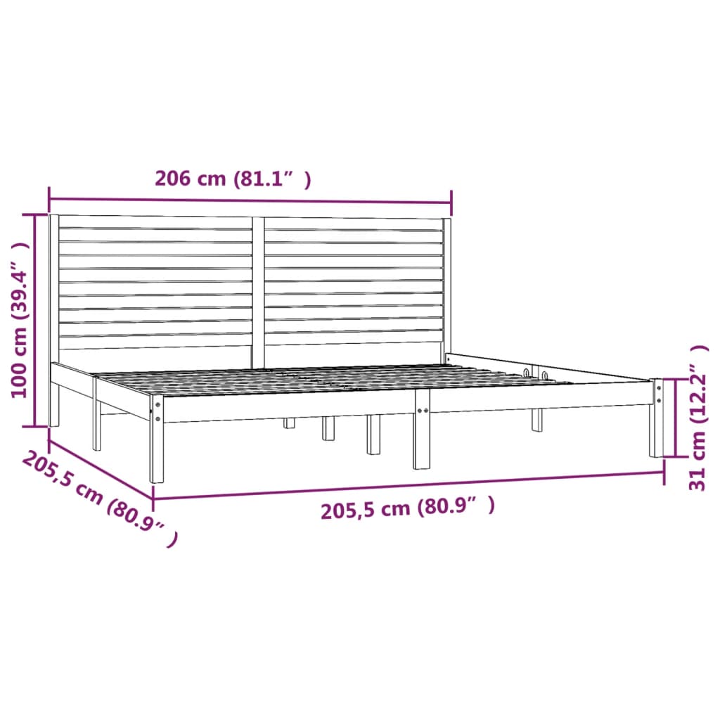 vidaXL Estructura de cama madera maciza blanco 200x200 cm