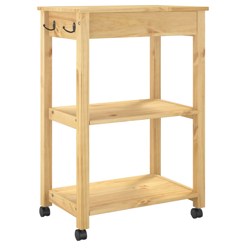 vidaXL Carrito de cocina MONZA madera maciza de pino 60x40x90 cm