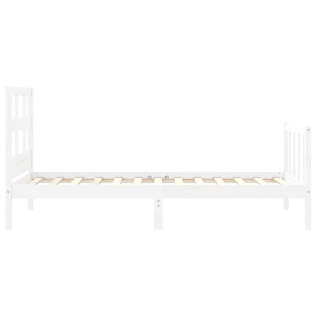 vidaXL Estructura de cama con cabecero madera maciza blanco 90x200 cm