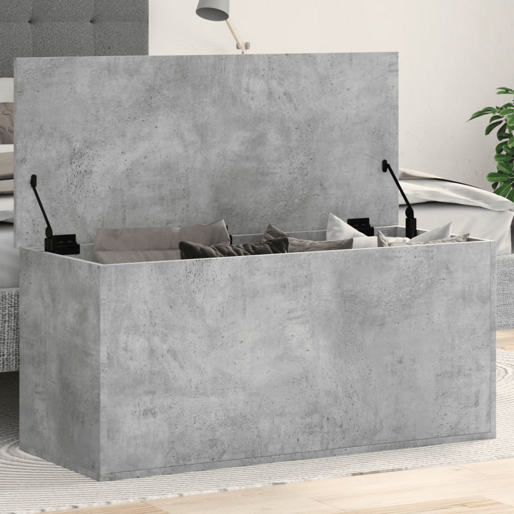 vidaXL Caja de almacenaje madera ingeniería gris hormigón 100x42x46 cm