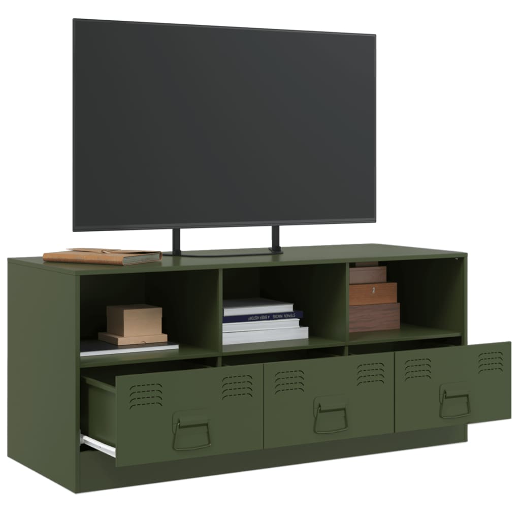 vidaXL Mueble de TV de acero verde oliva 99x39x44 cm