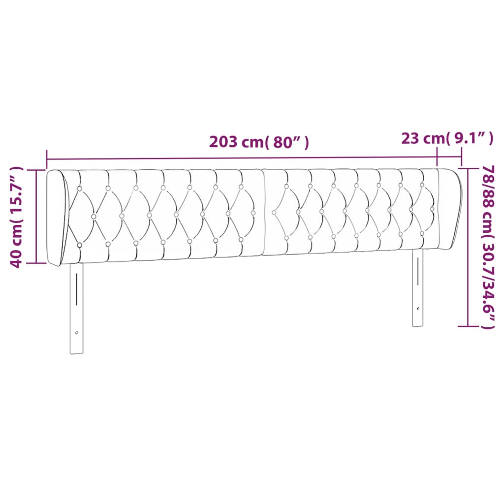 vidaXL Cabecero de terciopelo gris oscuro 203x23x78/88 cm