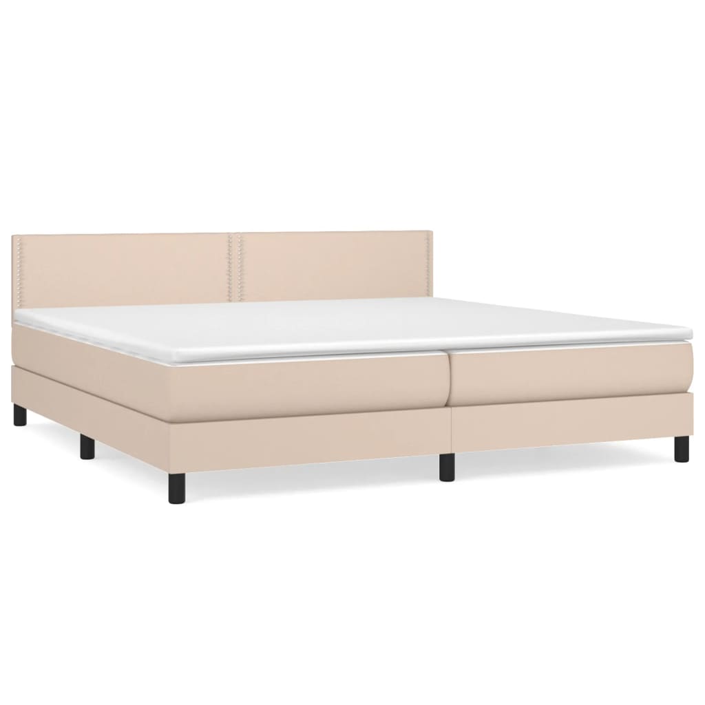 vidaXL Cama box spring con colchón cuero sintético capuchino 200x200cm