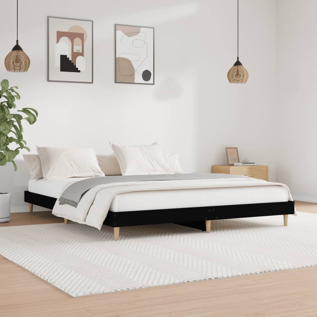 vidaXL Estructura de cama madera de ingeniería negra 160x200 cm