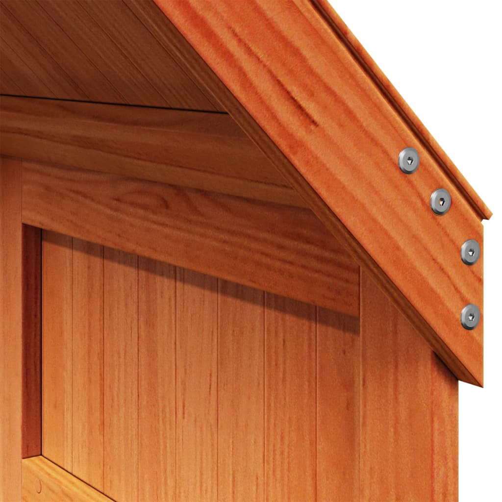 vidaXL Cama alta con techo madera maciza de pino marrón cera 90x190 cm