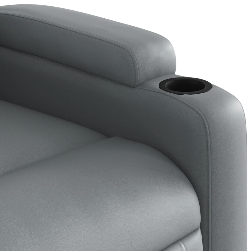 vidaXL Sillón reclinable elevable cuero artificial gris