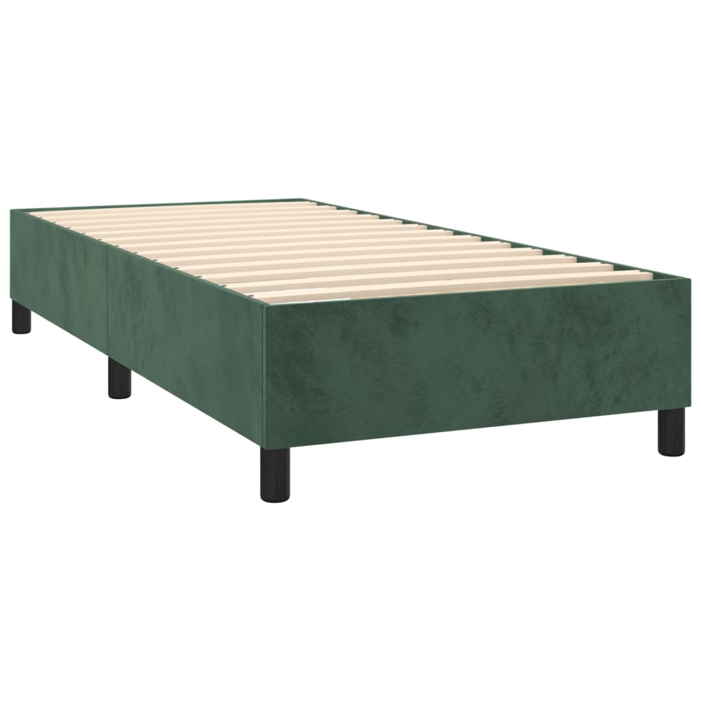 vidaXL Cama box spring colchón y LED terciopelo verde oscuro 90x190 cm