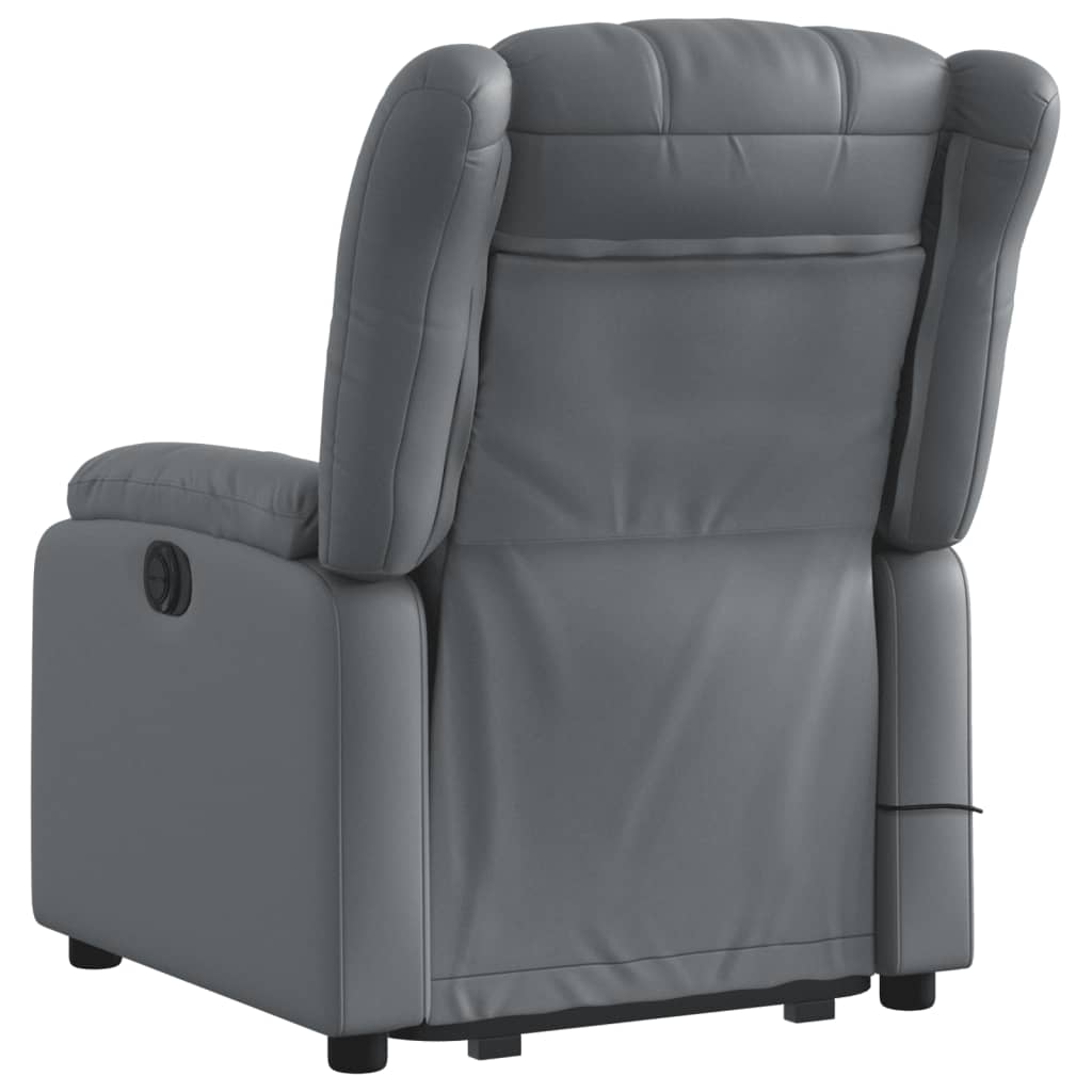 vidaXL Sillón reclinable de masaje de pie cuero artificial gris