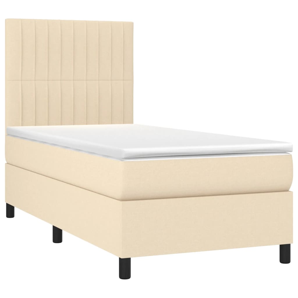 vidaXL Cama box spring con colchón tela color crema 90x190 cm