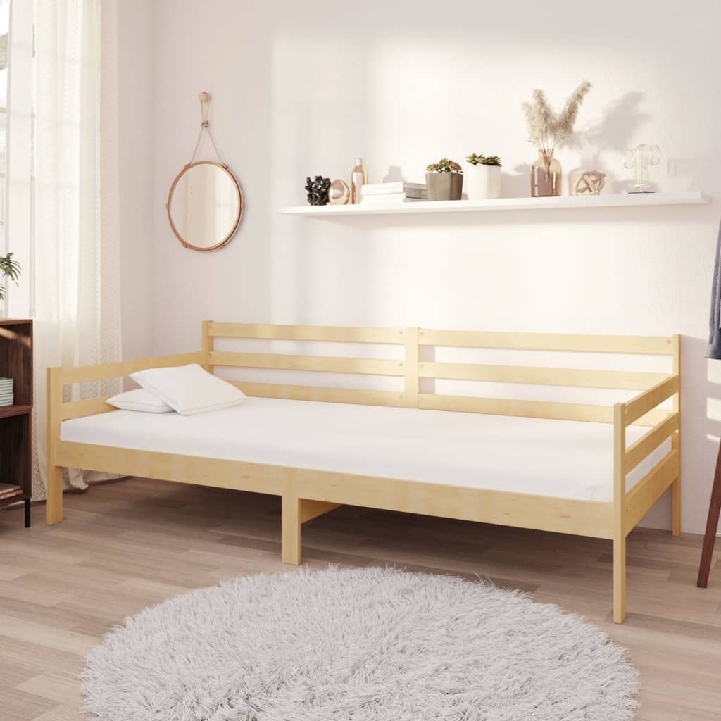 vidaXL Sofá cama con colchón madera de pino maciza 90x200 cm