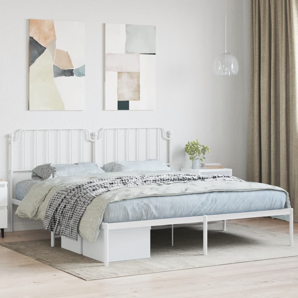 vidaXL Estructura cama sin colchón con cabecero metal blanco 180x200cm