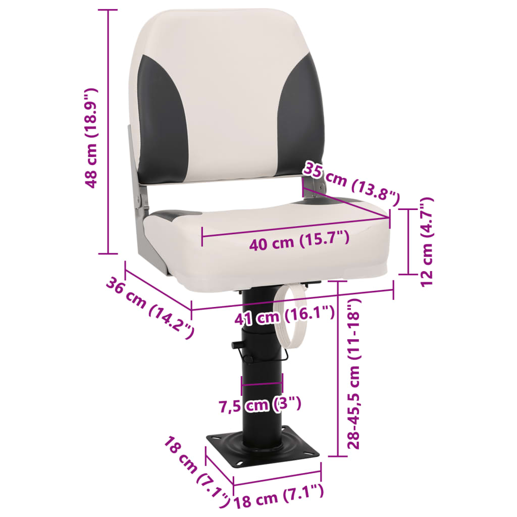 vidaXL Asiento de barco con pedestal altura ajustable 360° giratorio