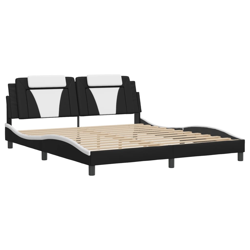 vidaXL Estructura de cama con LED sin colchón negro blanco 180x200 cm