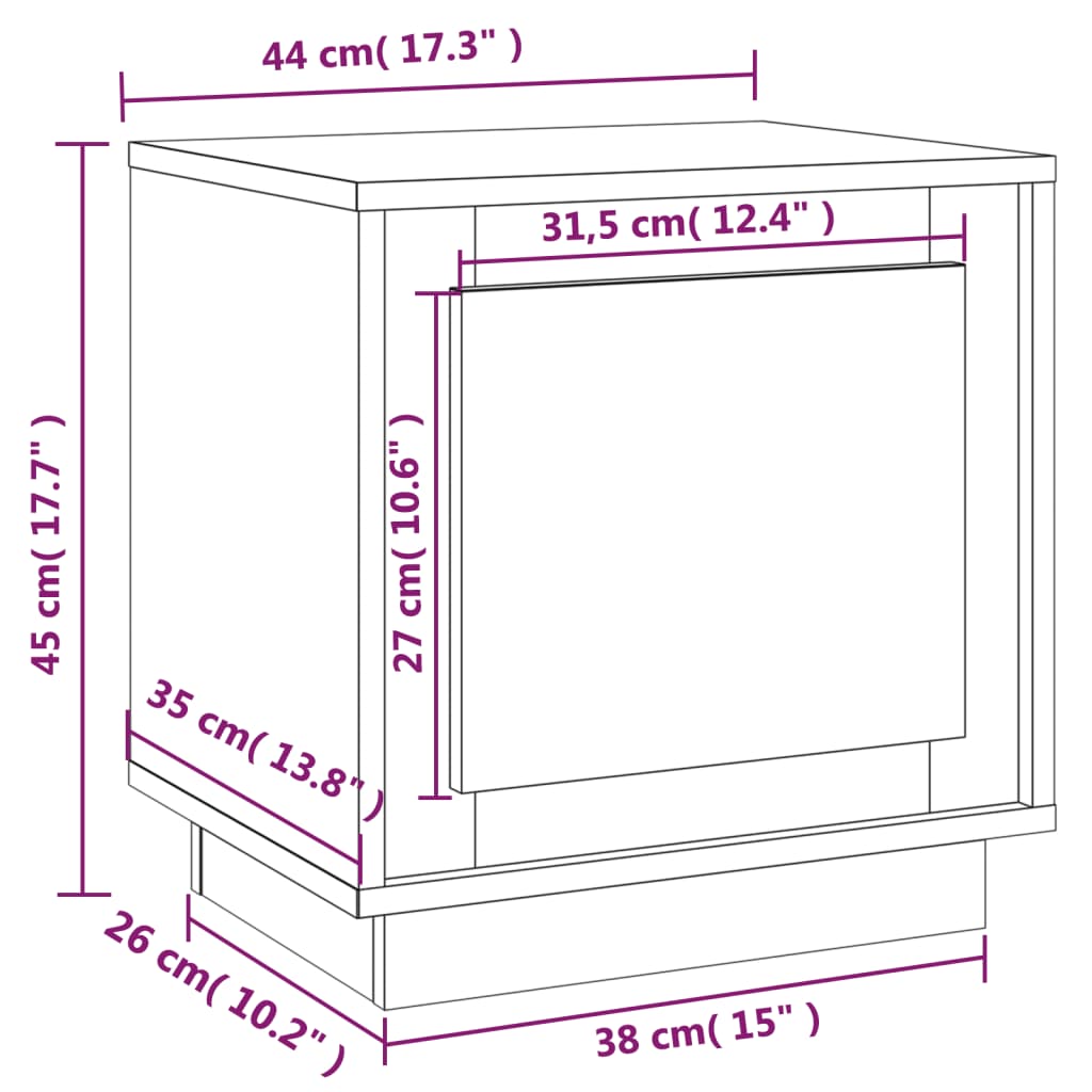 vidaXL Mesita de noche madera contrachapada blanco 44x35x45 cm