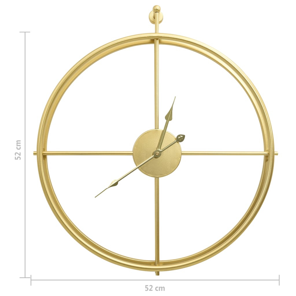 vidaXL Reloj de pared de hierro dorado 52 cm