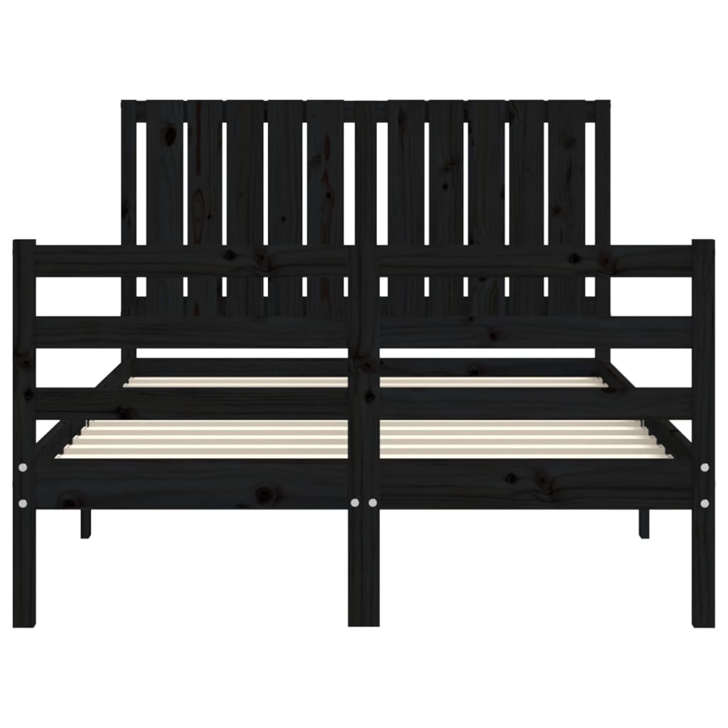 vidaXL Estructura de cama con cabecero madera maciza negro 120x200 cm