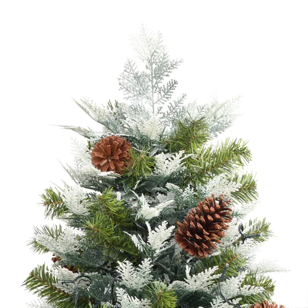 vidaXL Árbol de Navidad con luces y piñas PVC PE verde 195 cm