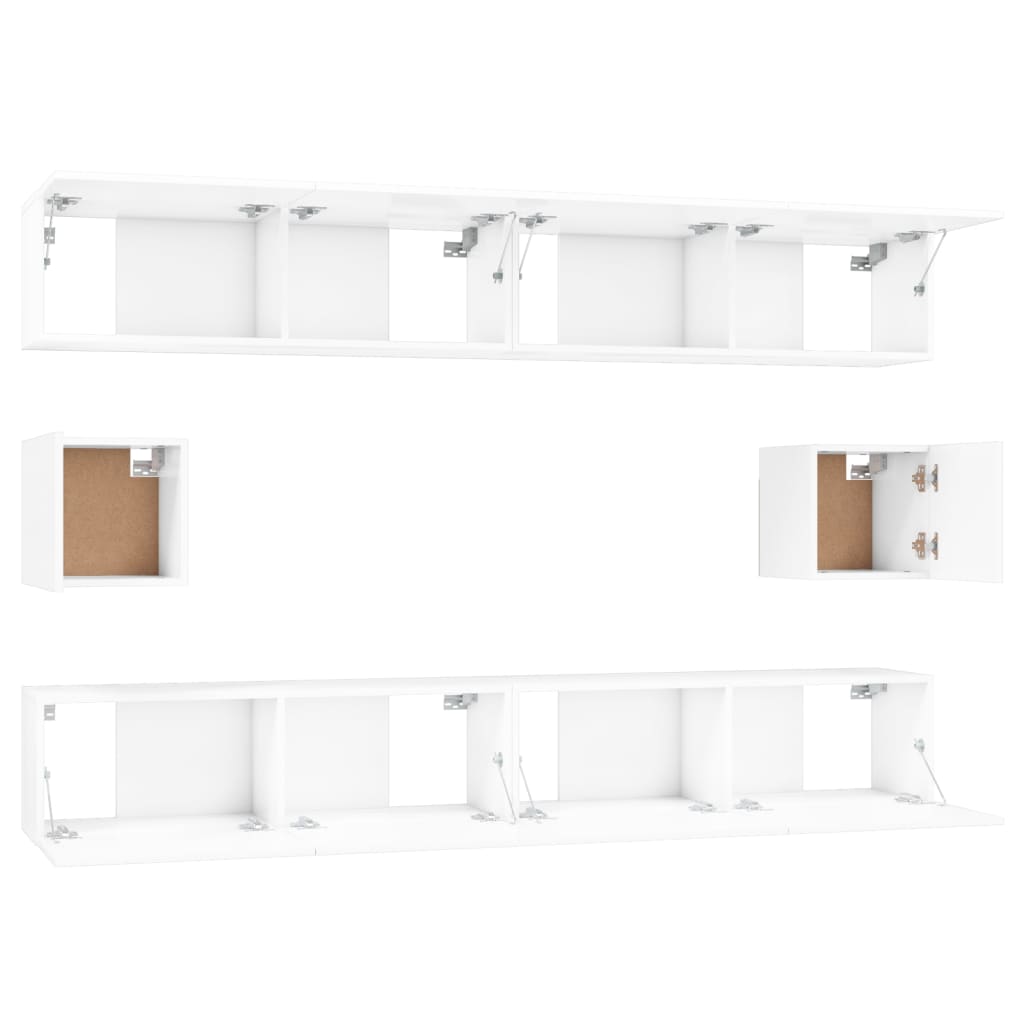 vidaXL Set de muebles de TV 6 pzas madera contrachapada blanco brillo