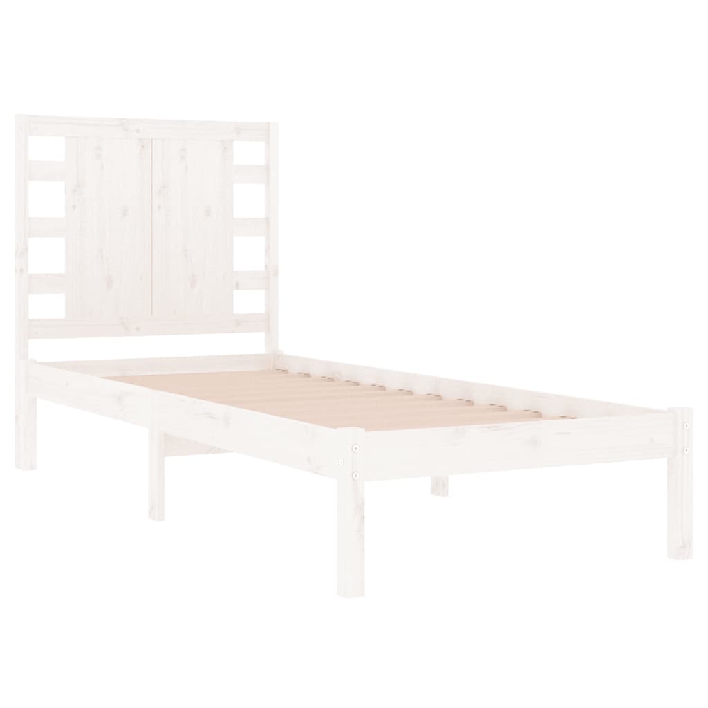 vidaXL Estructura de cama individual madera maciza blanco 90x190 cm