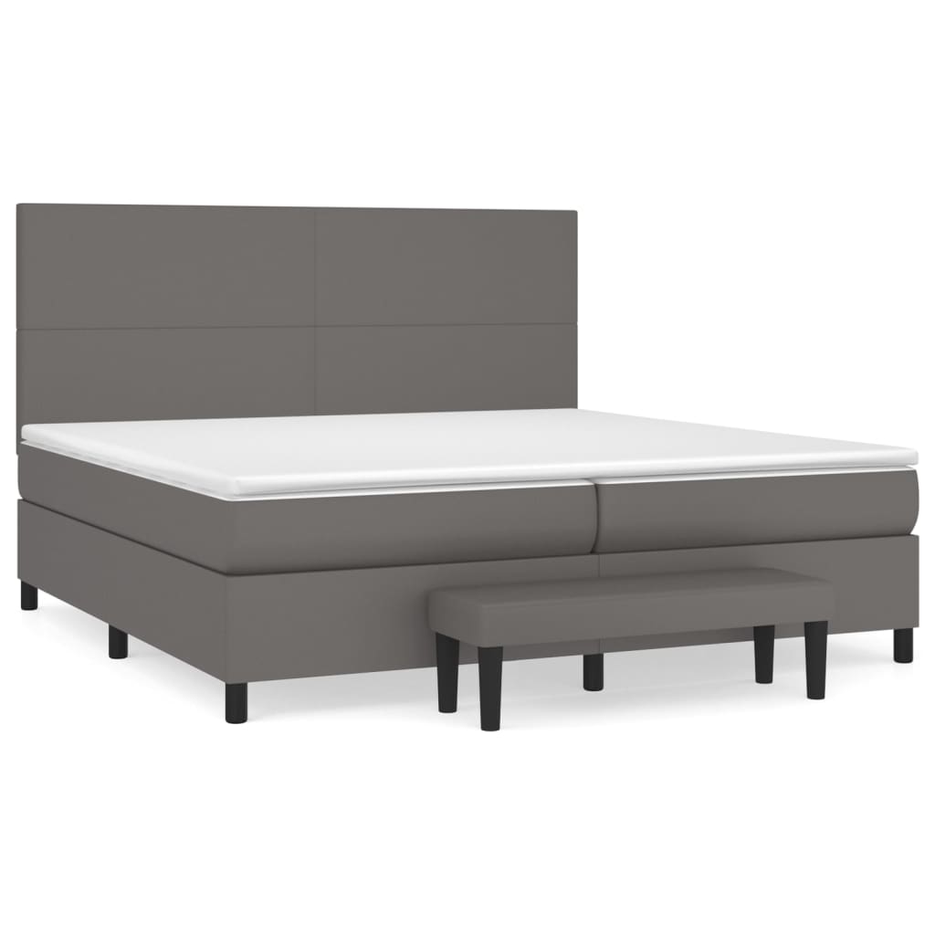 vidaXL Cama box spring con colchón cuero sintético gris 200x200 cm