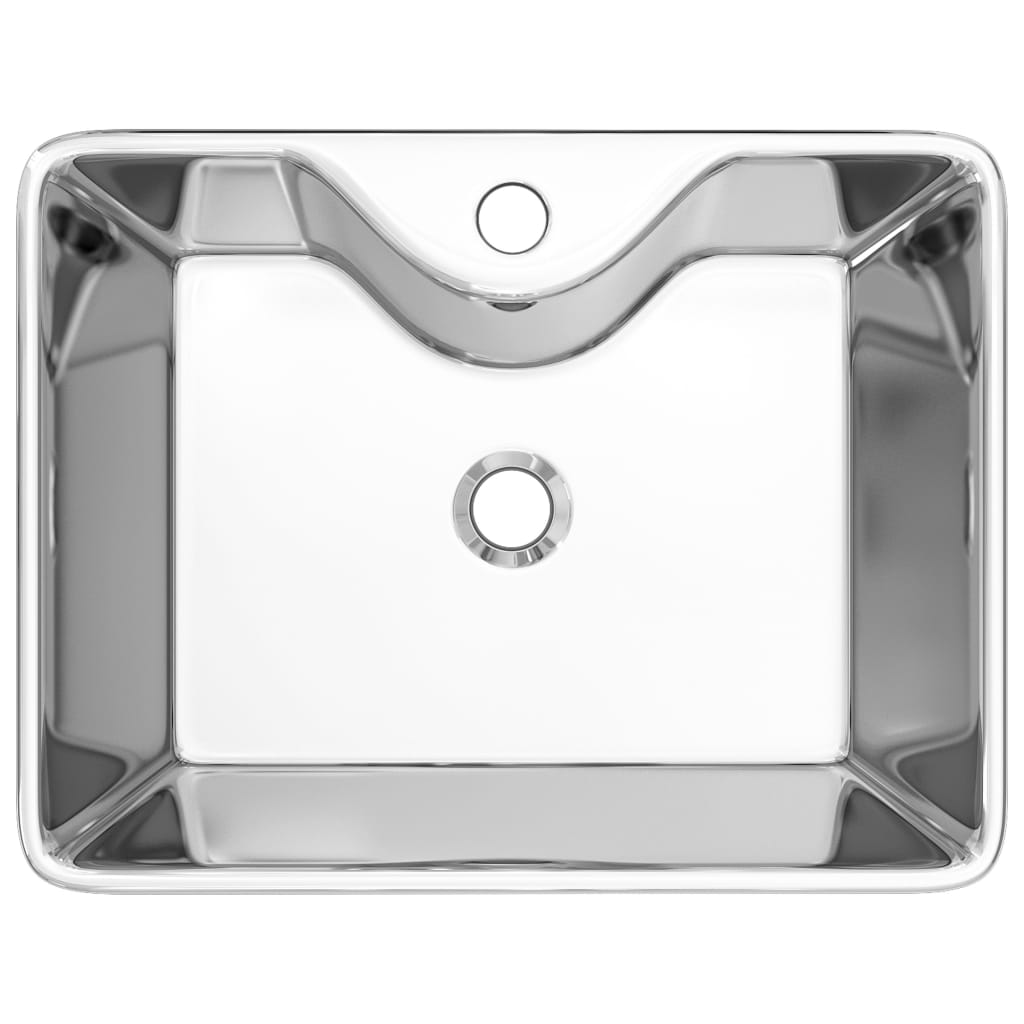 vidaXL Lavabo con orificio para grifo 48x37x13,5 cm cerámica plateado