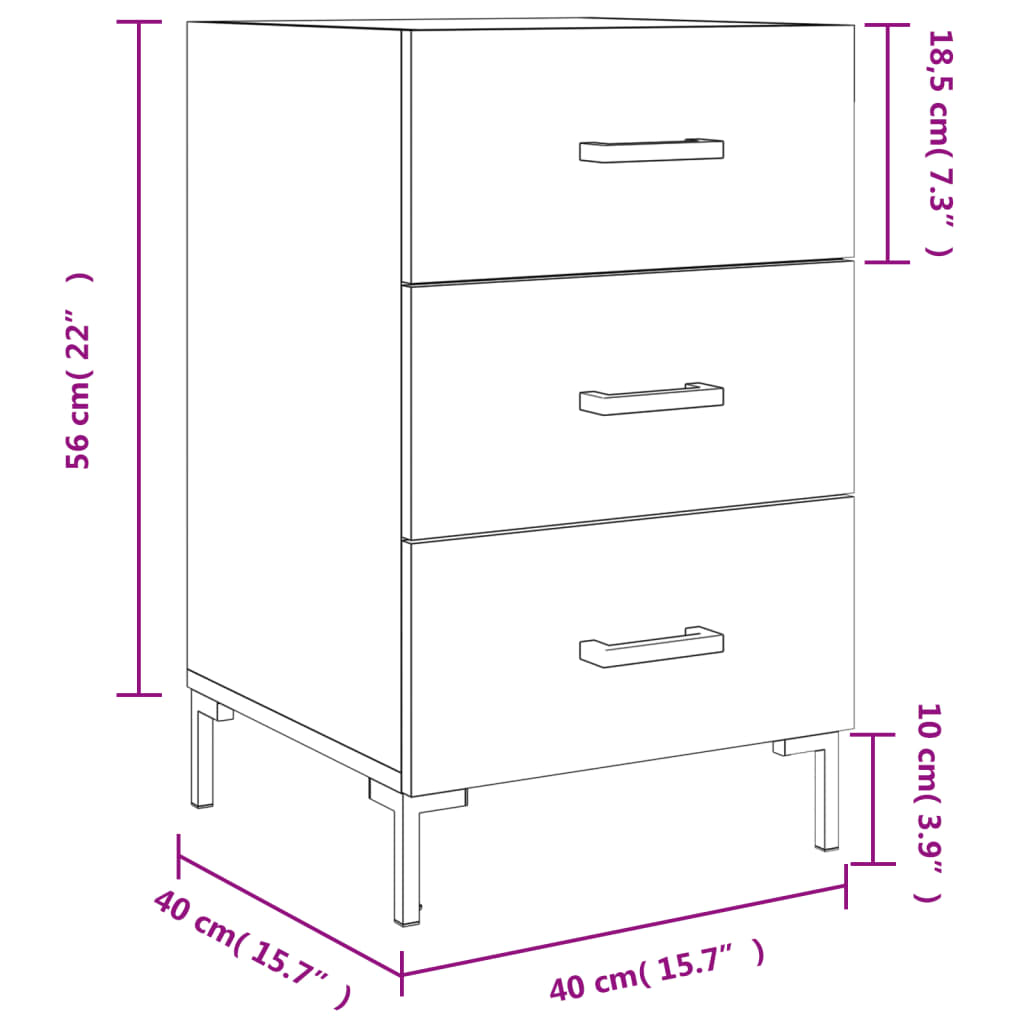 vidaXL Mesita de noche madera de ingeniería gris hormigón 40x40x66 cm