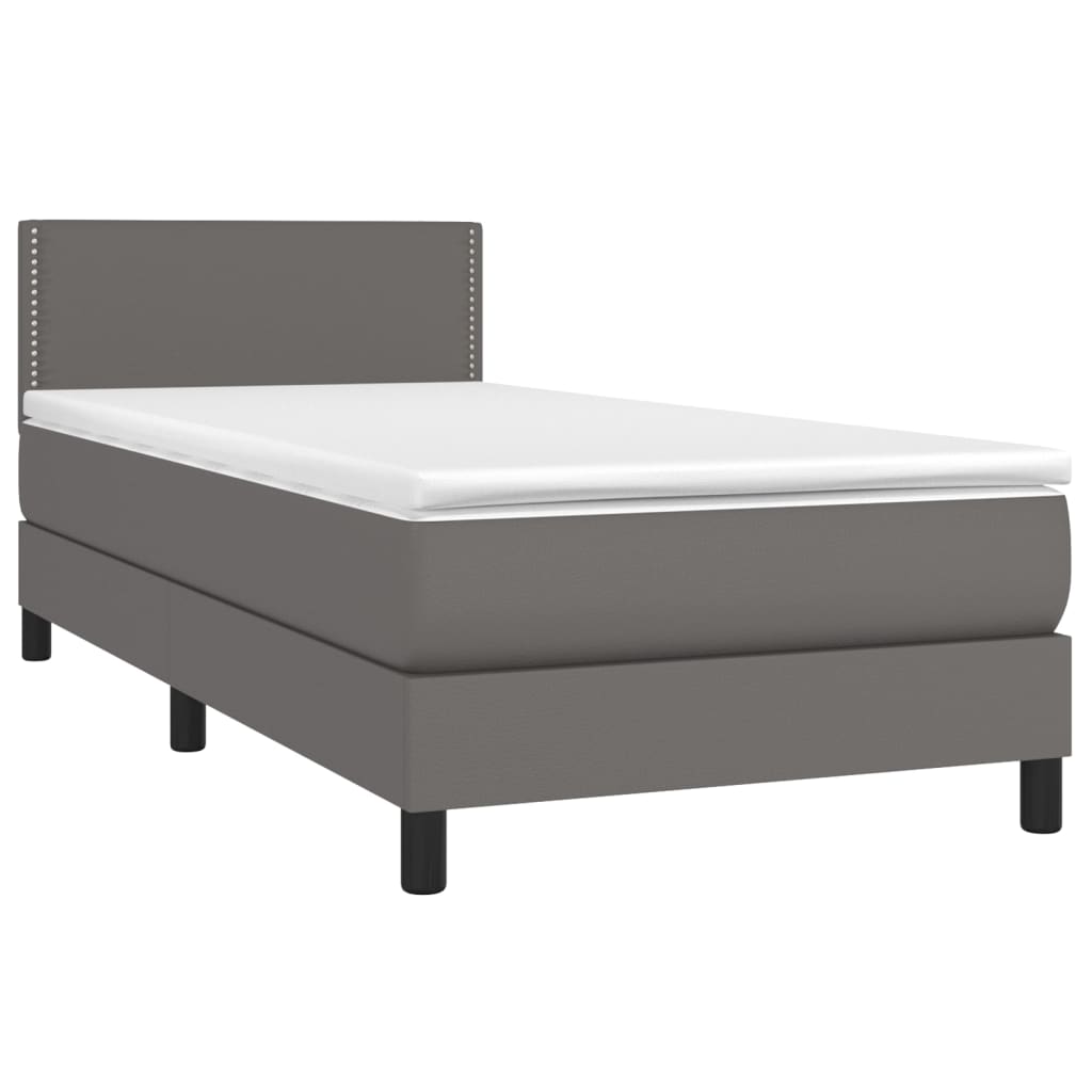 vidaXL Cama box spring con colchón cuero sintético gris 80x200 cm