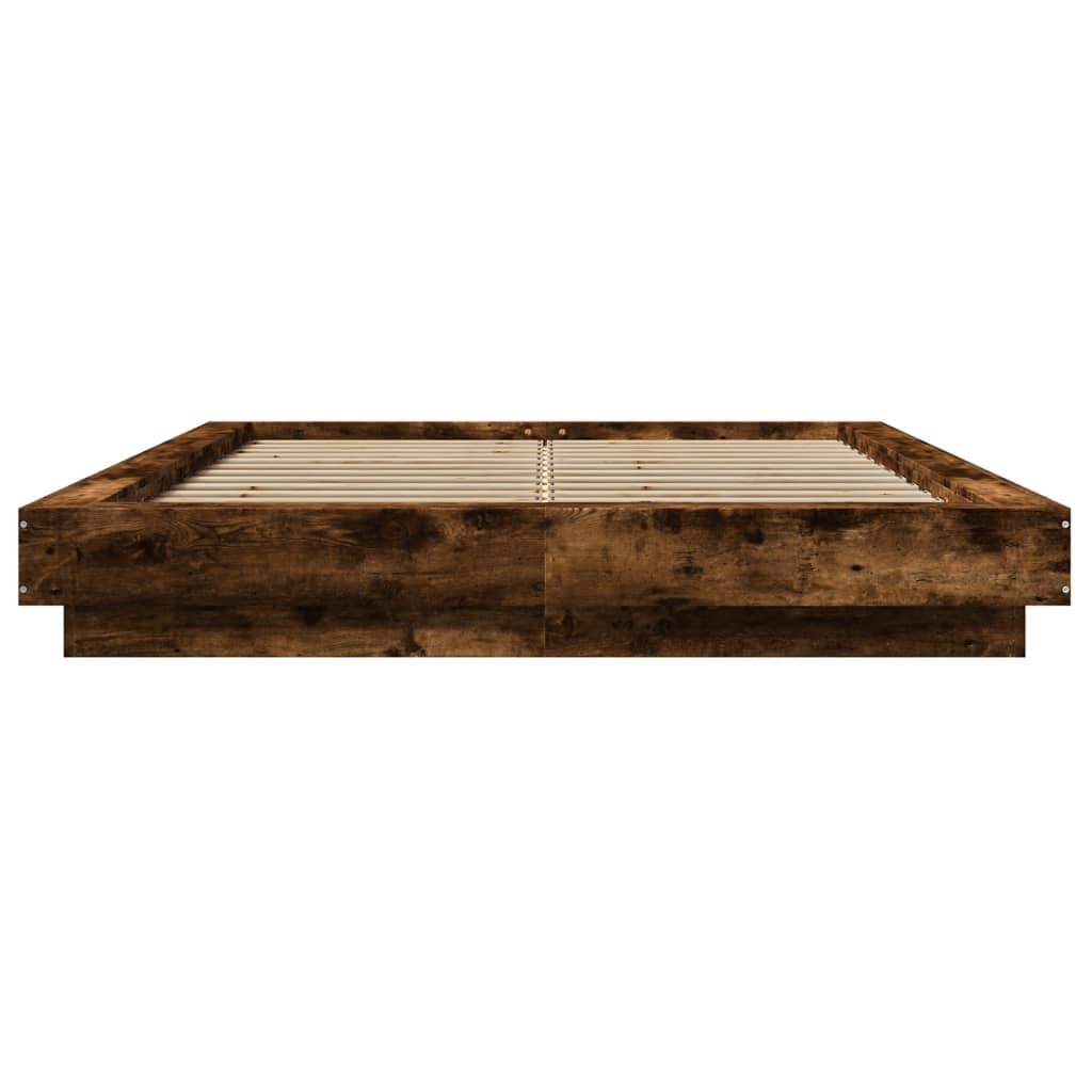 vidaXL Estructura de cama madera de ingeniería roble ahumado 135x190cm