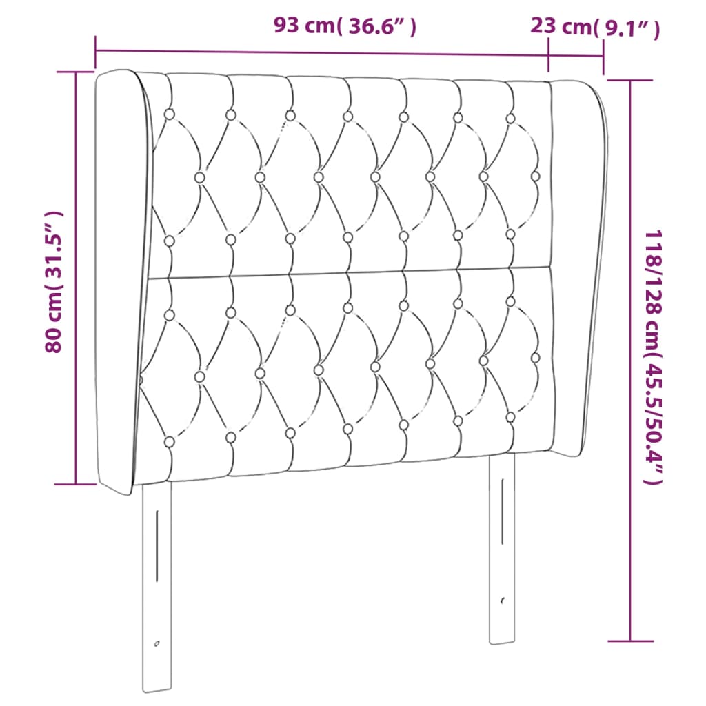 vidaXL Cabecero con orejas de tela azul 93x23x118/128 cm