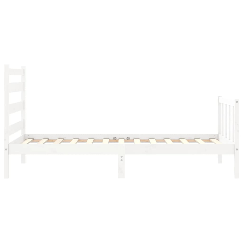 vidaXL Estructura de cama con cabecero madera maciza blanco 100x200 cm