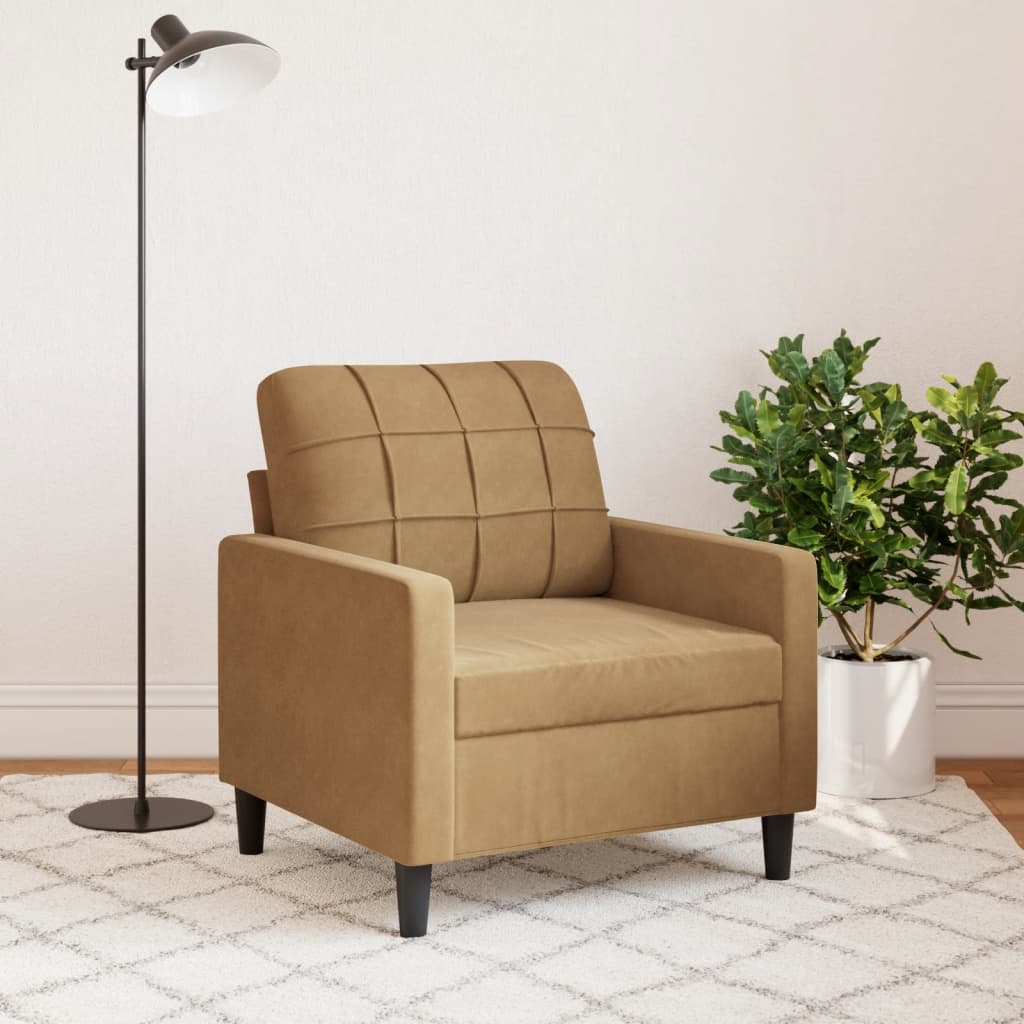 vidaXL Sillón de terciopelo marrón 60 cm