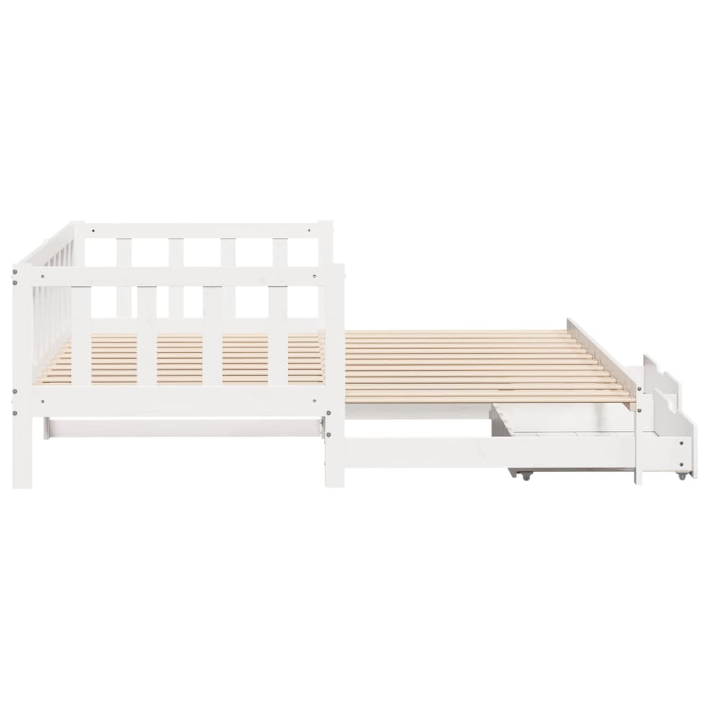 vidaXL Sofá cama nido con cajones madera maciza pino blanca 80x200 cm