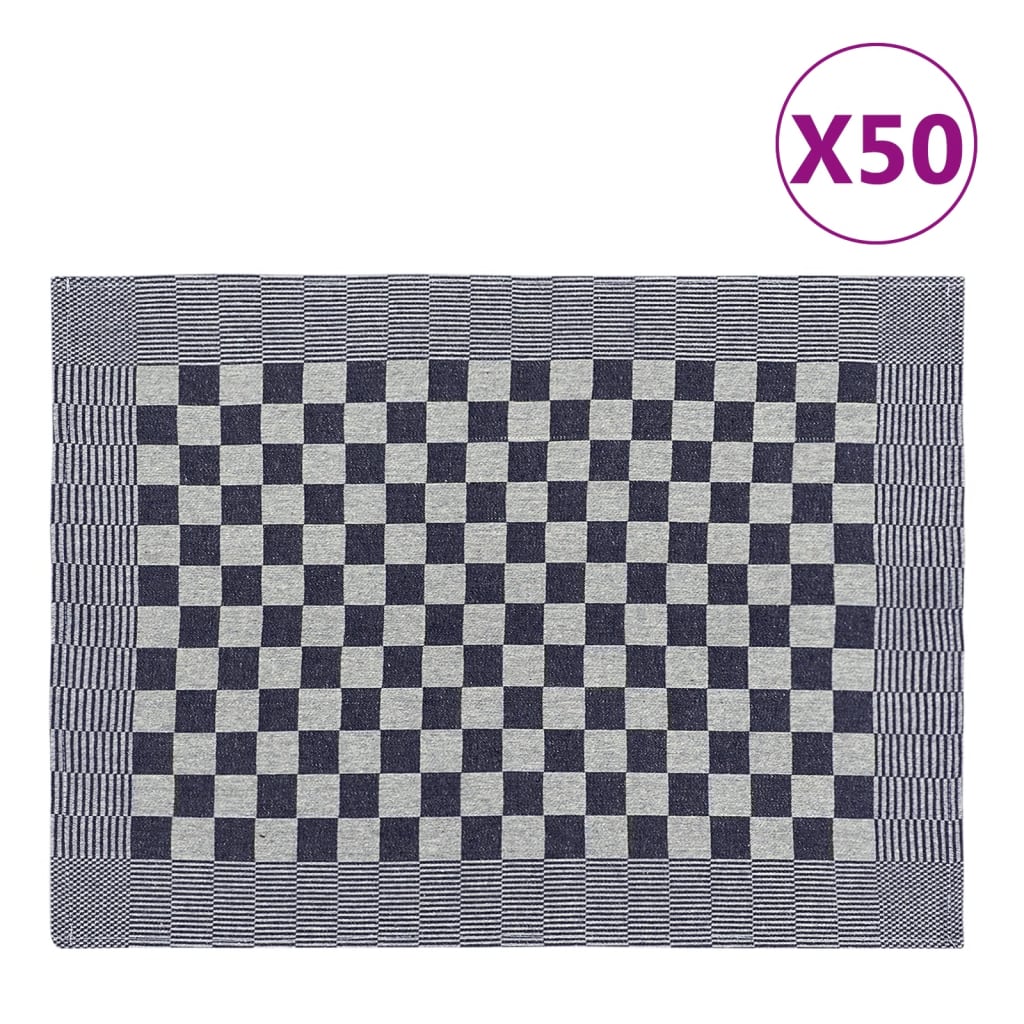 vidaXL Paños de cocina 50 uds algodón azul y blanco 50x70 cm