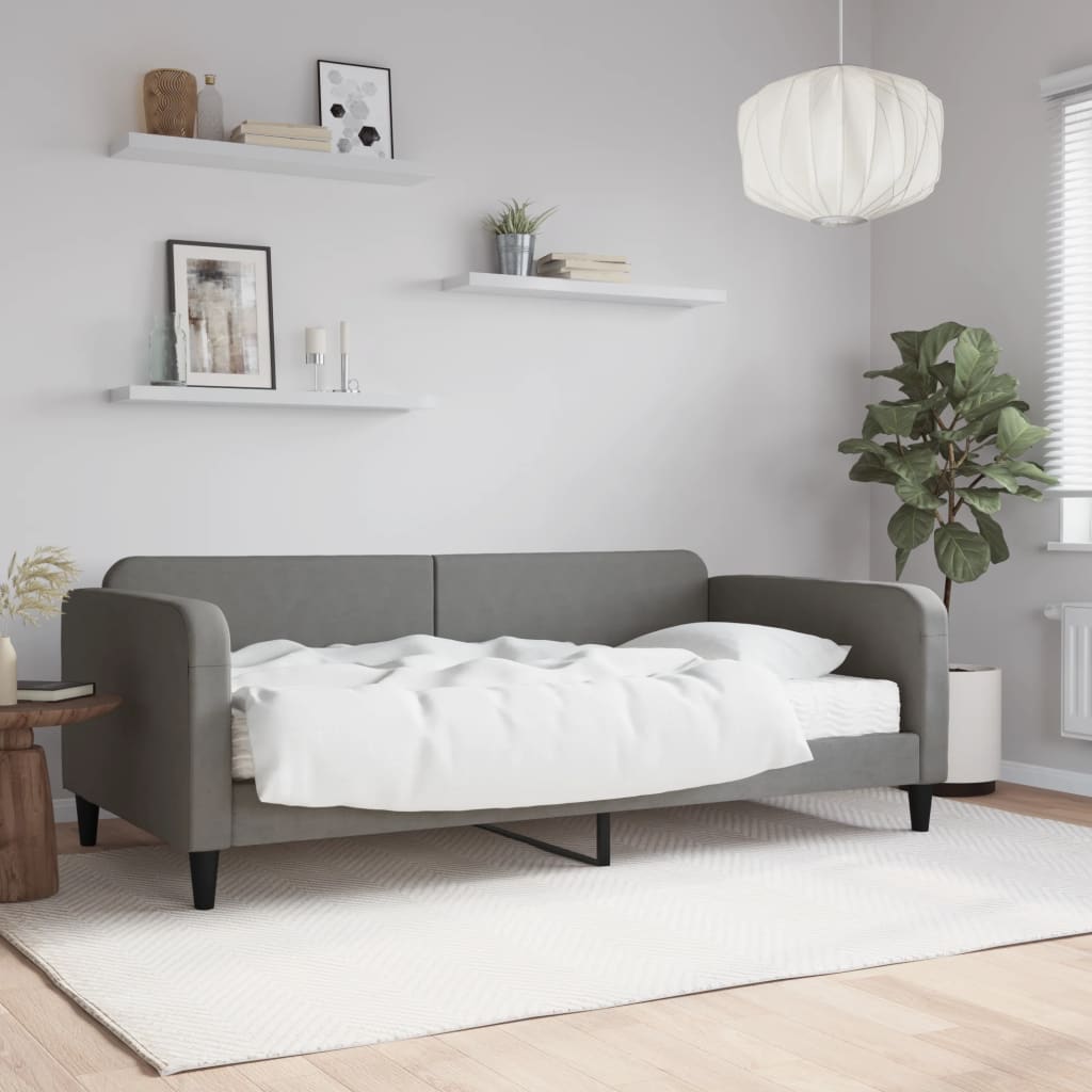 vidaXL Sofá cama con colchón tela gris oscuro 100x200 cm