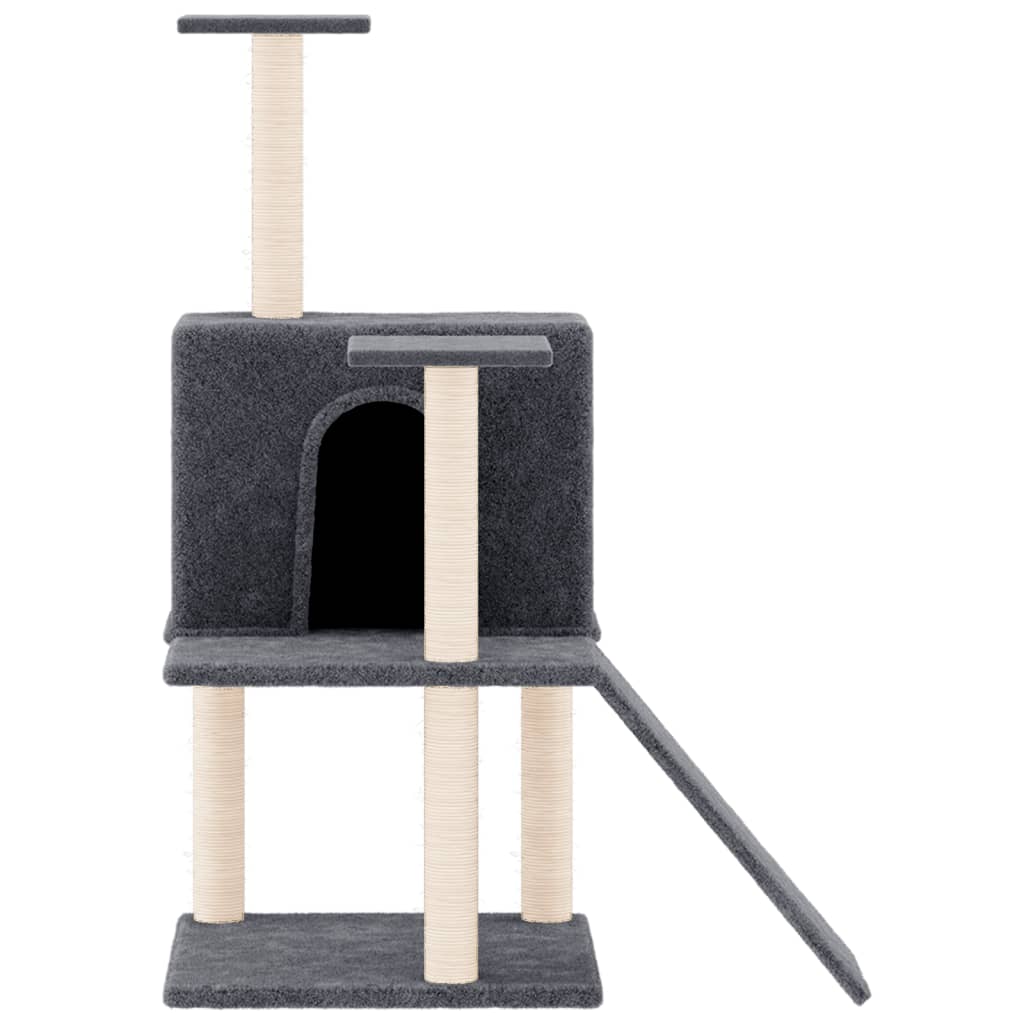 vidaXL Rascador para gatos con postes de sisal gris oscuro 109 cm