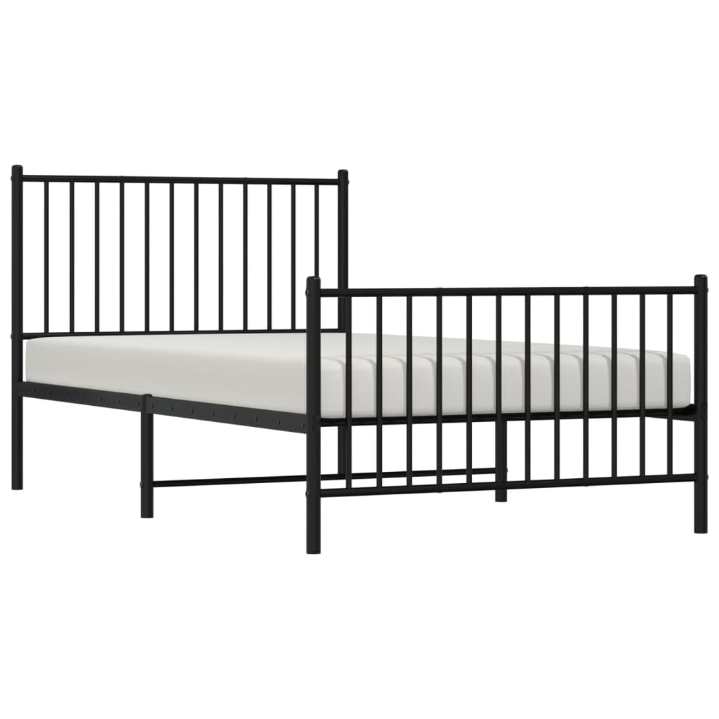 vidaXL Estructura cama sin colchón con estribo metal negro 100x190 cm