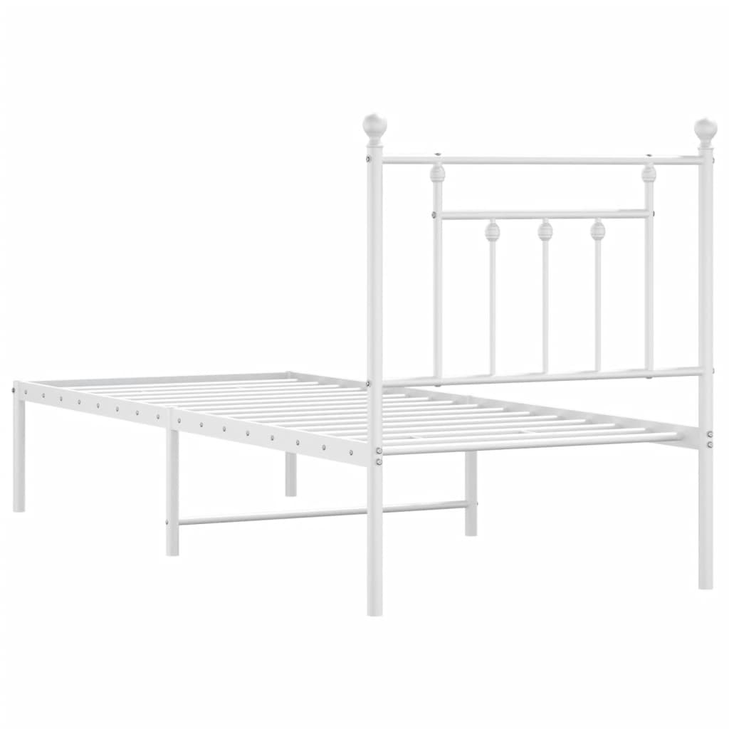 vidaXL Estructura cama sin colchón con cabecero metal blanco 75x190 cm