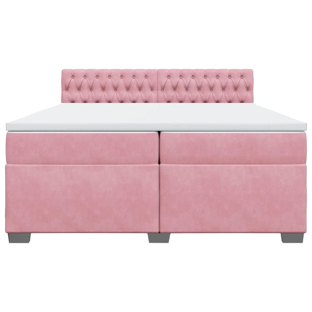 vidaXL Cama box spring con colchón terciopelo rosa 200x200 cm