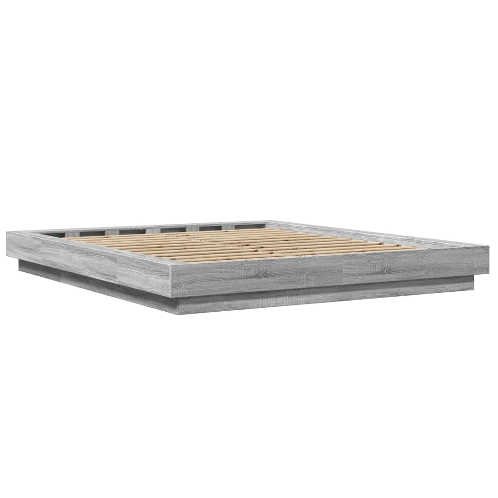 vidaXL Estructura de cama madera de ingeniería gris Sonoma 160x200 cm