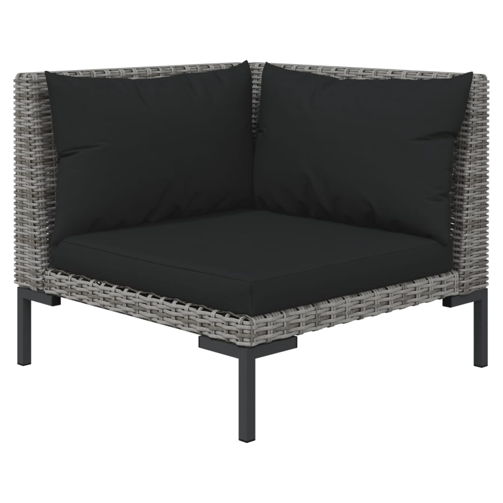 vidaXL Muebles de jardín 10 pzas y cojines ratán sintético gris oscuro