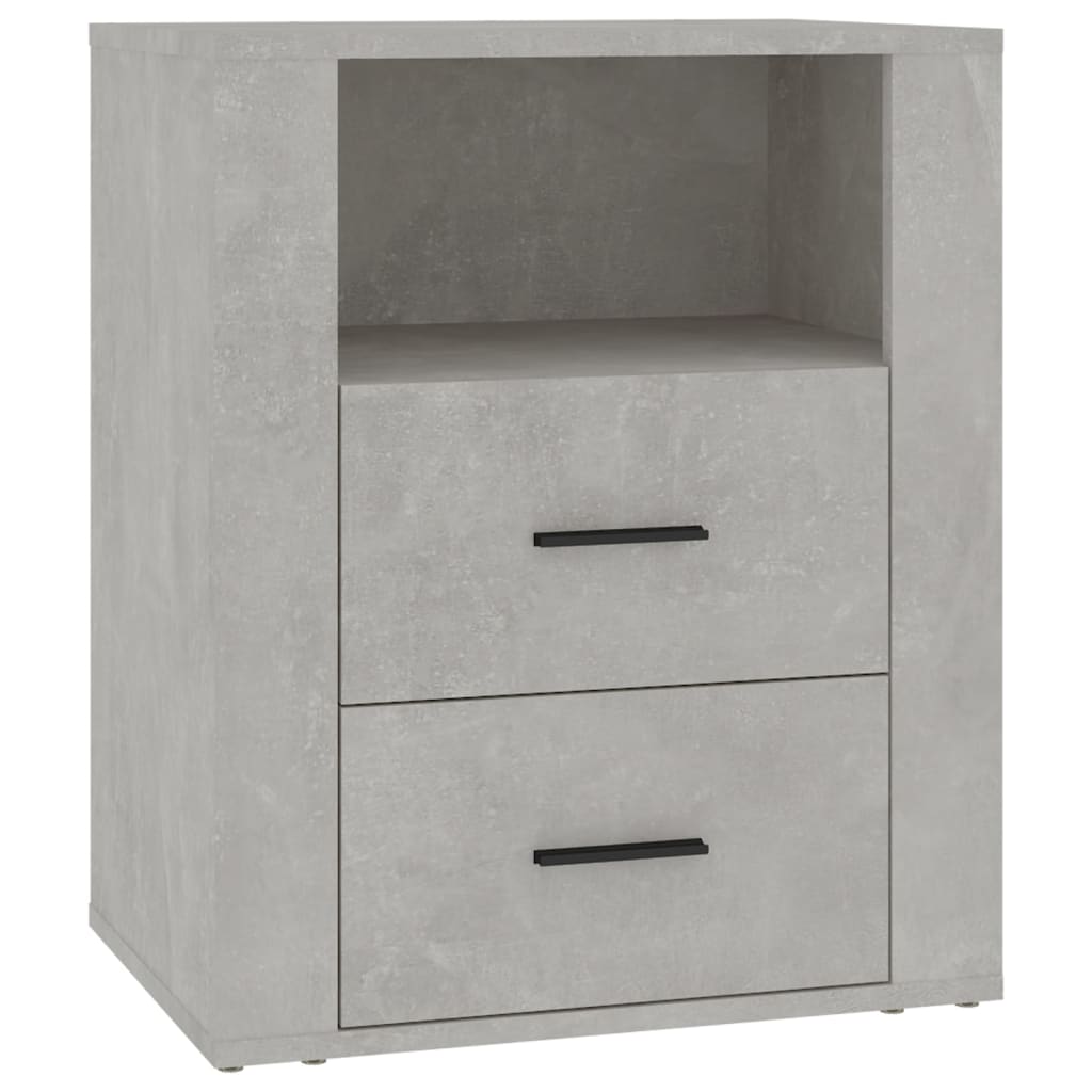 vidaXL Mesita de noche madera contrachapada gris hormigón 50x36x60 cm